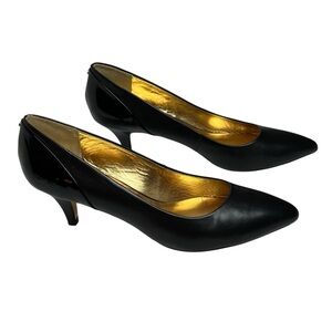Ted Baker NWOB 10 Ondrea Black Leather With Patent Accents Kitten Heel Pumps